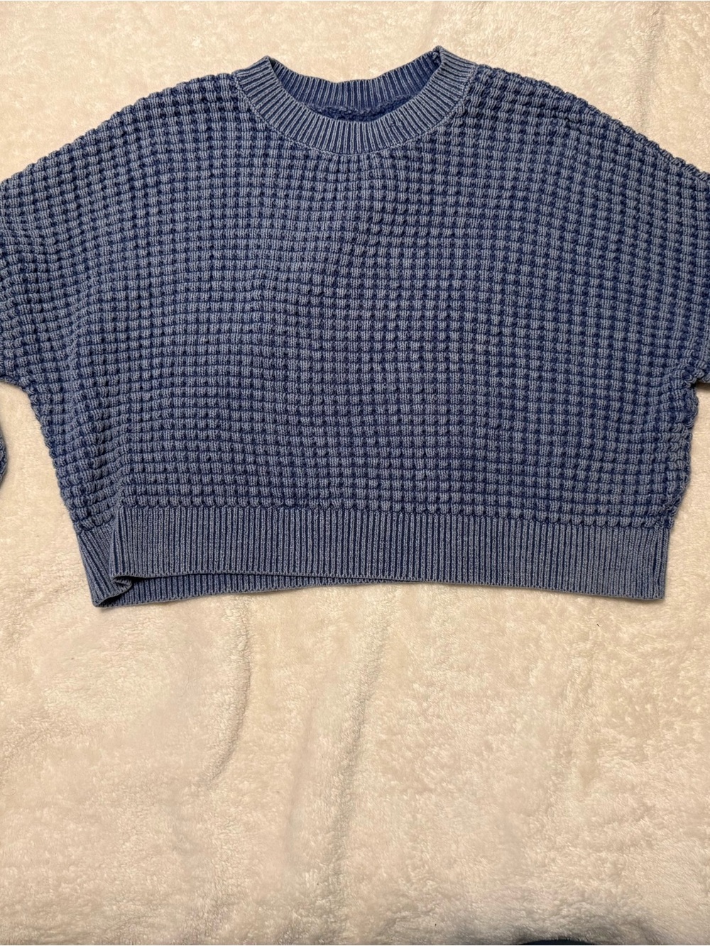 Hollister Cropped Waffle-Knit Sweater - Blue size X-small